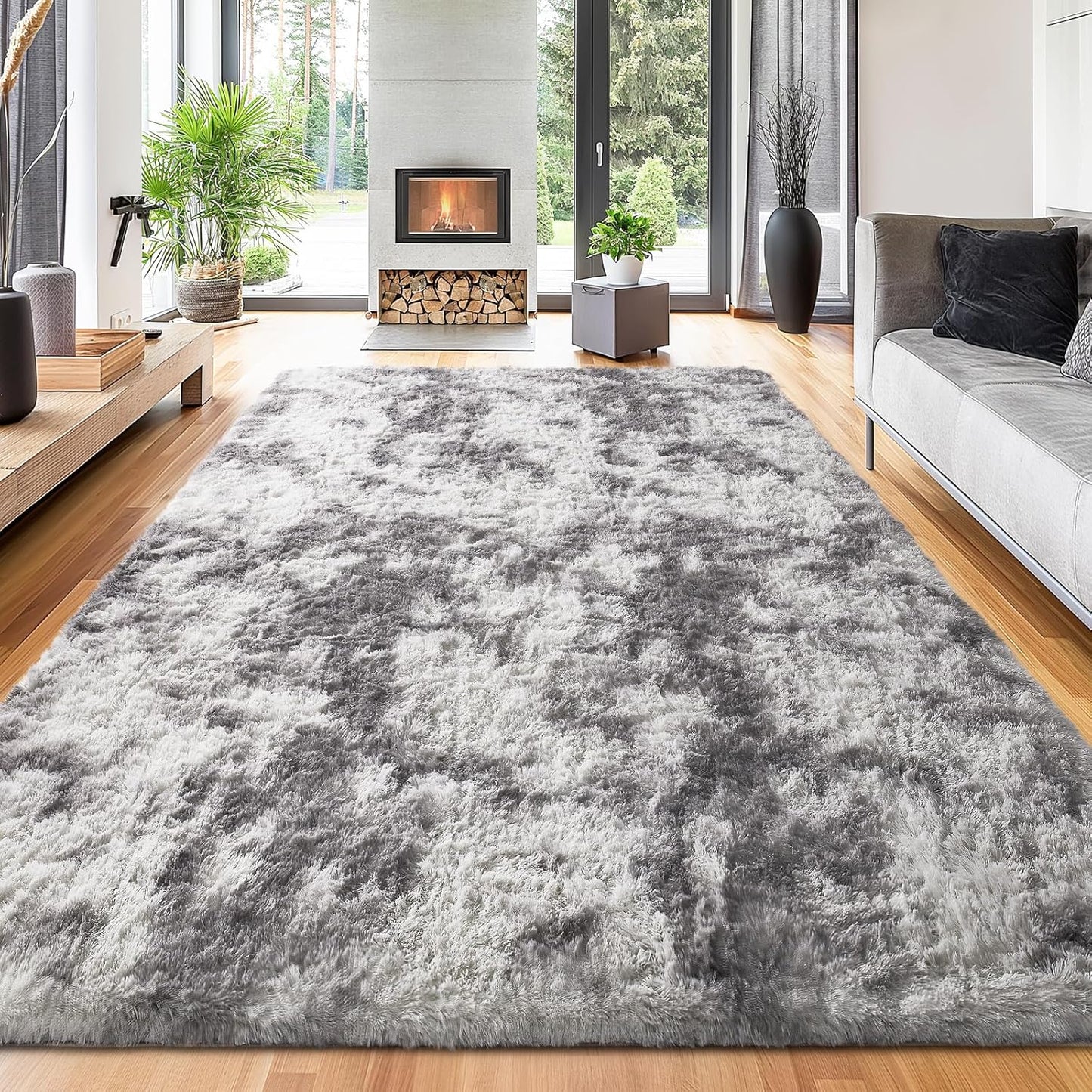 Ophanie Upgrade 5x8 Rugs for Living Room,Grey Fluffy Carpet Large Fuzzy Plush Shag Comfy Soft,Non-Slip Indoor Floor Carpet,for Kids Boys Girls,Room,Bedroom,Playroom,Home Decor Aesthetic