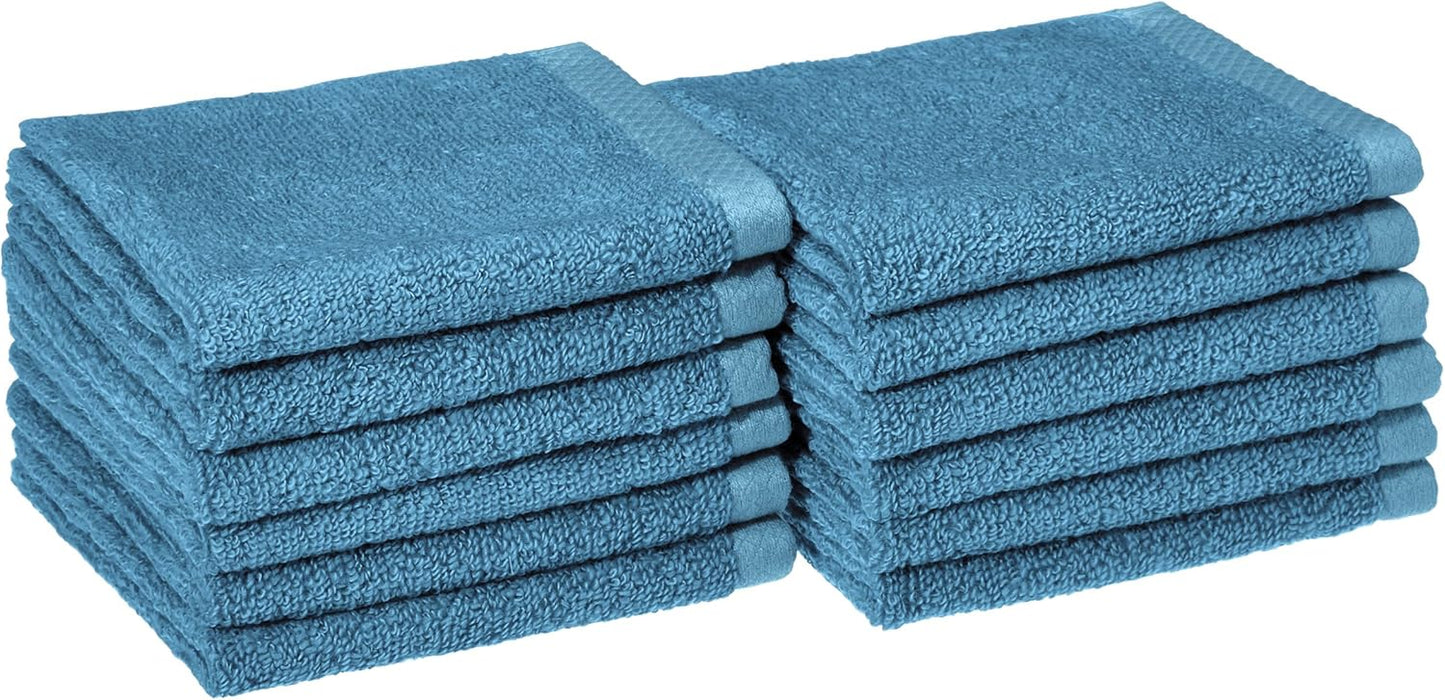 Amazon Basics 2 Piece Quick-Dry Oversize Bath Towel, 100% Cotton, Lake Blue, 54" x 30"