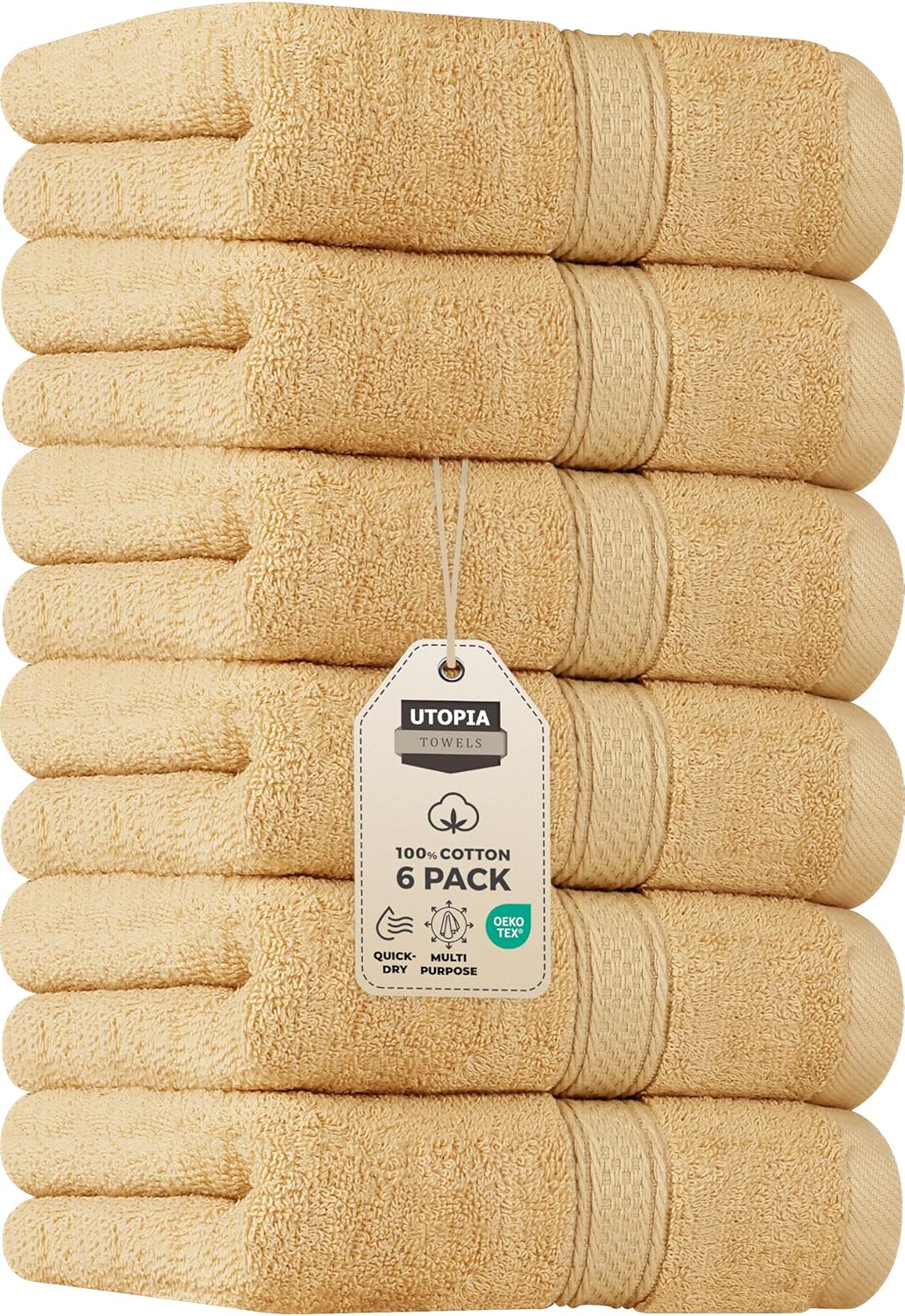 Utopia Towels 6 Pack Premium Hand Towels Set, 16 by 28 inches, 100% Ring Spun Cotton, Ultra Soft and Highly Absorbent 600GSM Towels for Bathroom, Gym, Shower, Hotel, and Spa, Grey