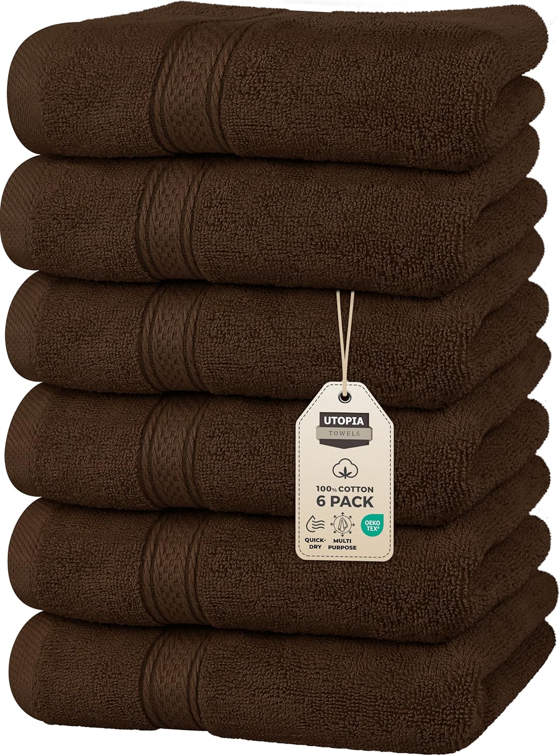 Utopia Towels 6 Pack Premium Hand Towels Set, 16 by 28 inches, 100% Ring Spun Cotton, Ultra Soft and Highly Absorbent 600GSM Towels for Bathroom, Gym, Shower, Hotel, and Spa, Grey