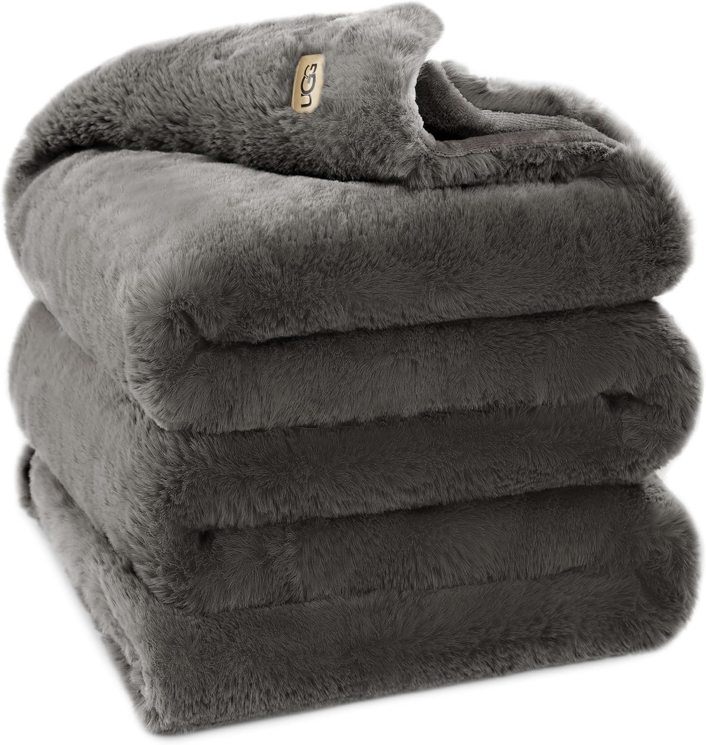 UGG Euphoria Plush Faux Fur Throw Blanket Medium Weight Reversible Luxury Soft Throw for Couch Bed or Chair Hypoallergenic Machine Washable Home Decor Blanket, 50-inch x 70-inch, Indigo Navy Blue