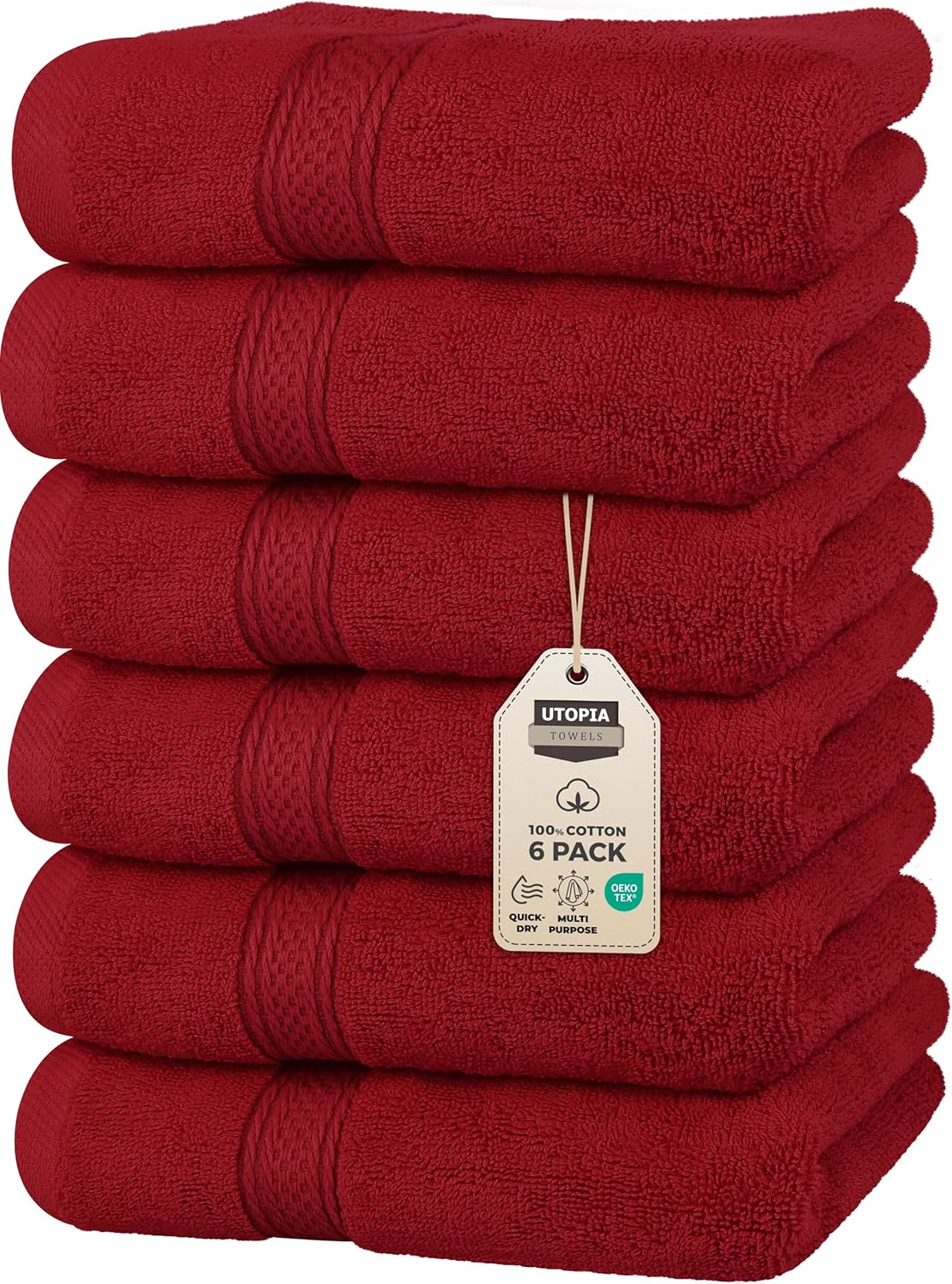 Utopia Towels 6 Pack Premium Hand Towels Set, 16 by 28 inches, 100% Ring Spun Cotton, Ultra Soft and Highly Absorbent 600GSM Towels for Bathroom, Gym, Shower, Hotel, and Spa, Grey