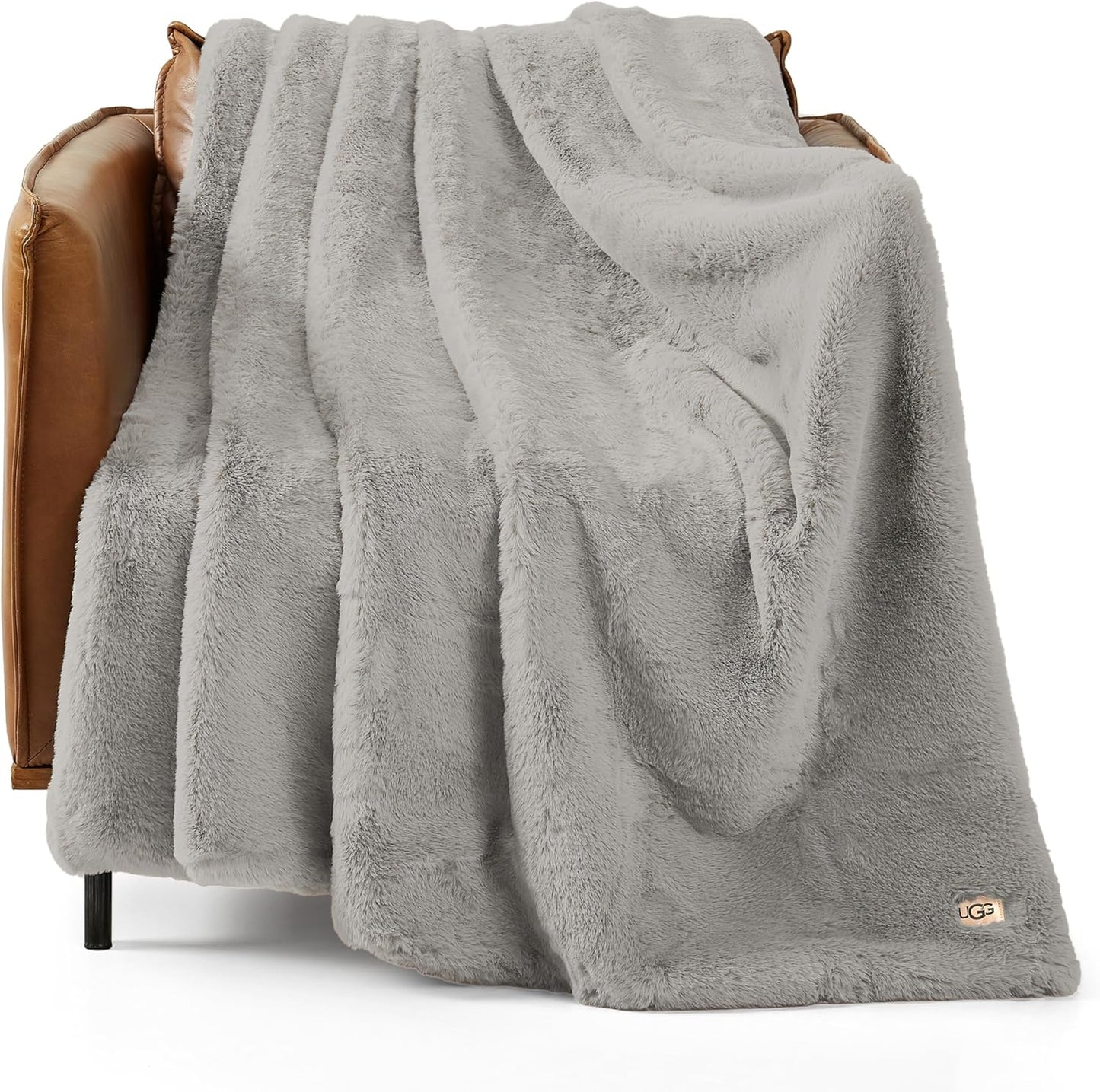 UGG Euphoria Plush Faux Fur Throw Blanket Medium Weight Reversible Luxury Soft Throw for Couch Bed or Chair Hypoallergenic Machine Washable Home Decor Blanket, 50-inch x 70-inch, Indigo Navy Blue