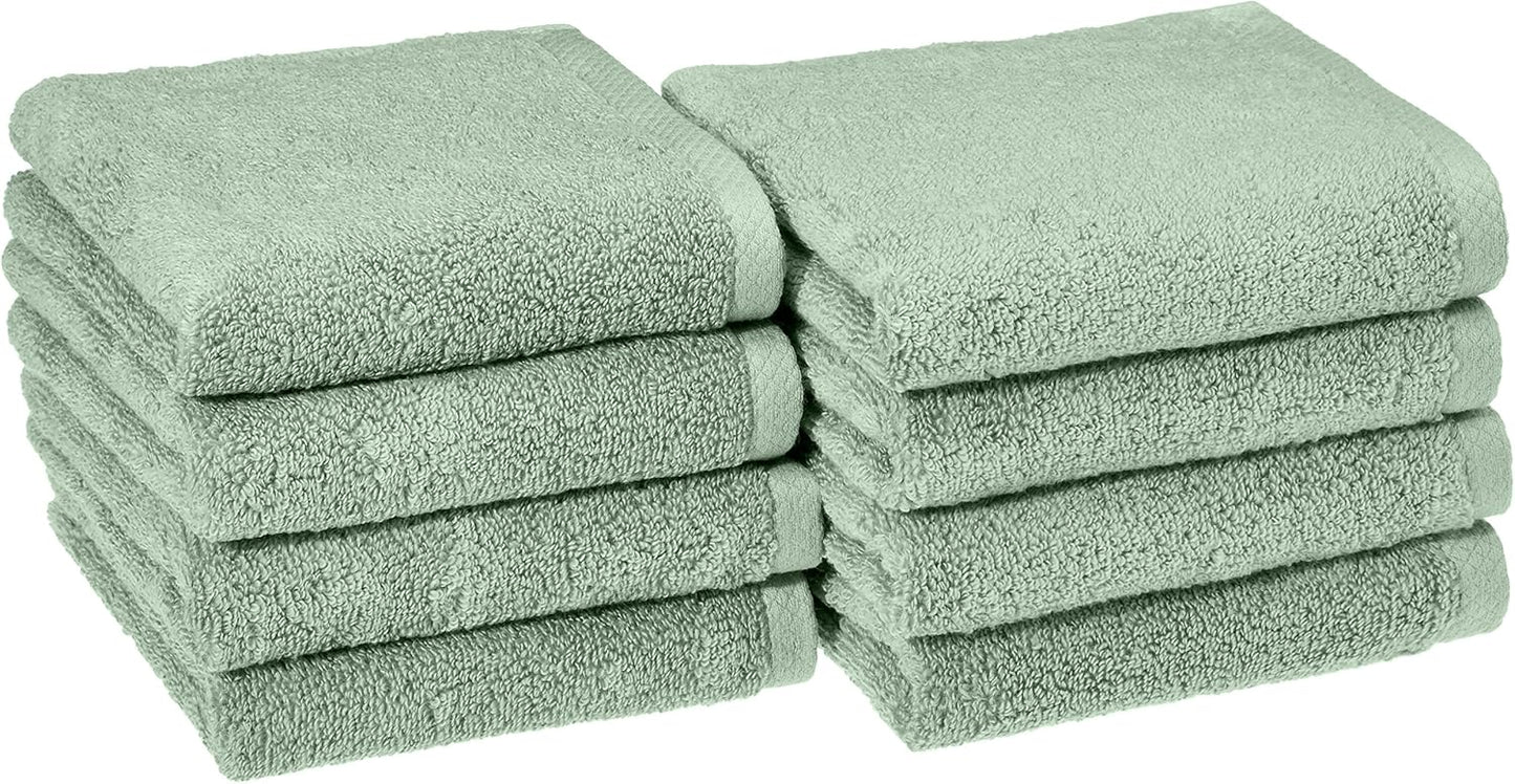 Amazon Basics 2 Piece Quick-Dry Oversize Bath Towel, 100% Cotton, Lake Blue, 54" x 30"