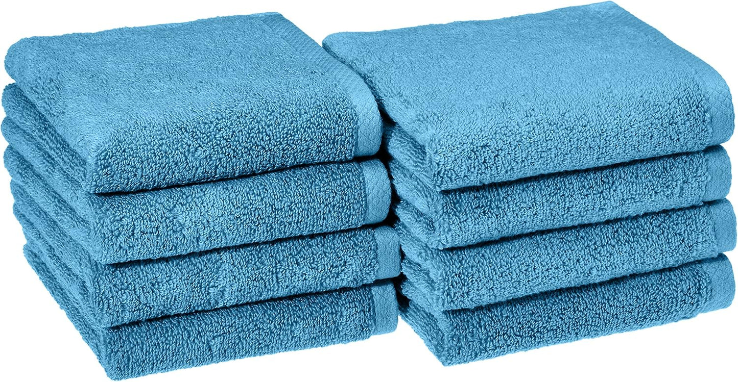Amazon Basics 2 Piece Quick-Dry Oversize Bath Towel, 100% Cotton, Lake Blue, 54" x 30"