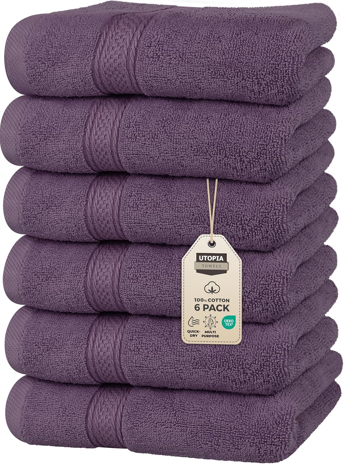 Utopia Towels 6 Pack Premium Hand Towels Set, 16 by 28 inches, 100% Ring Spun Cotton, Ultra Soft and Highly Absorbent 600GSM Towels for Bathroom, Gym, Shower, Hotel, and Spa, Grey