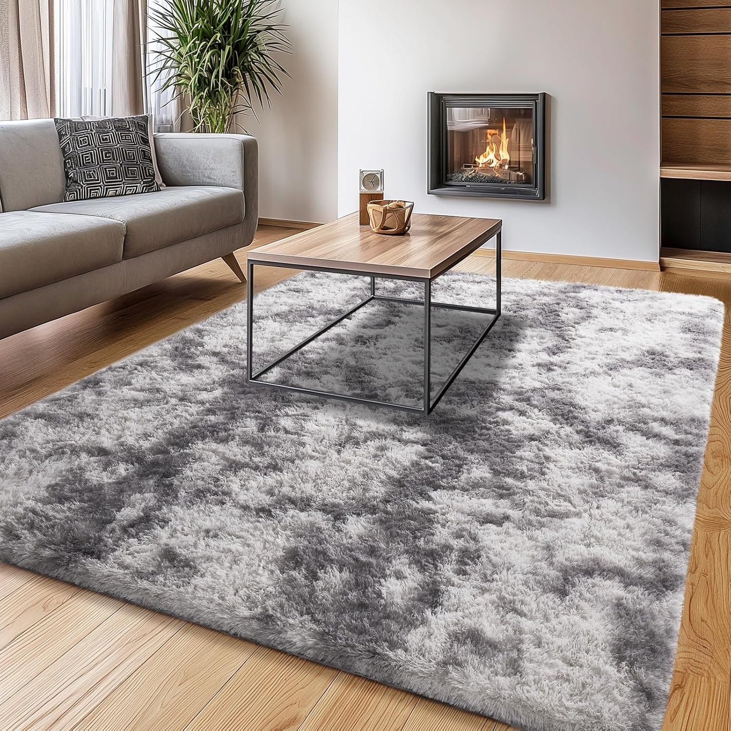 Ophanie Upgrade 5x8 Rugs for Living Room,Grey Fluffy Carpet Large Fuzzy Plush Shag Comfy Soft,Non-Slip Indoor Floor Carpet,for Kids Boys Girls,Room,Bedroom,Playroom,Home Decor Aesthetic