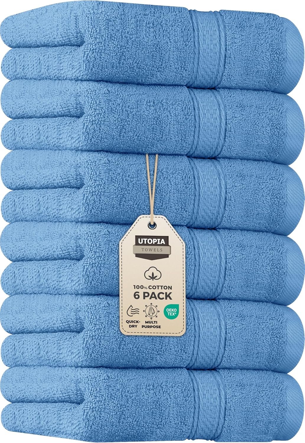 Utopia Towels 6 Pack Premium Hand Towels Set, 16 by 28 inches, 100% Ring Spun Cotton, Ultra Soft and Highly Absorbent 600GSM Towels for Bathroom, Gym, Shower, Hotel, and Spa, Grey